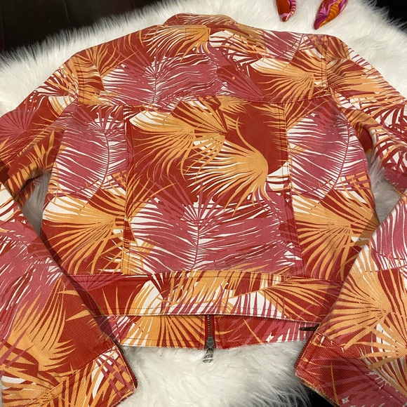 RARE Versace jungle print denim jacket Orange PINK